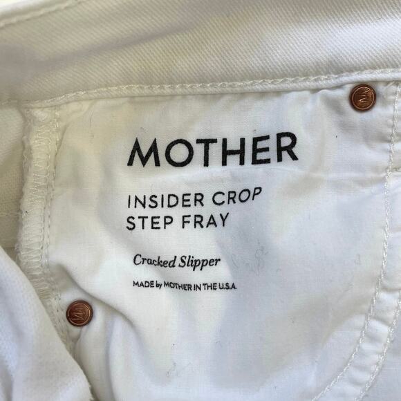 MOTHER Insider Crop Step Fray Mini Flare Bootcut Jeans Cracked Slipper - Size 25 - Picture 9 of 13